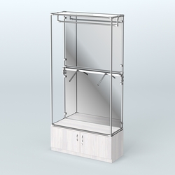 Торговая система ХРОМ (задняя стенка - зеркало) 1200 мм №2-4 с тумбой Т-21 и поручнями, Ясень Анкор светлый