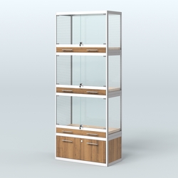 Витрина средняя для продажи средних млекопитающих в зоомагазин серии КУНЬИ-03, Орех