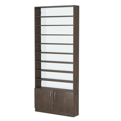 Стеллаж из ДСП с 8-ю полками 200x900 мм серии LEVEL-8 №10-1 (З/C - СТЕКЛО), Дуб Венге