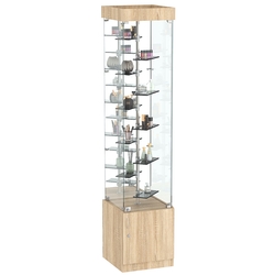 Стеклянная торговая витрина с миниатюрными тонированными полками Dark №4-2, Дуб сонома