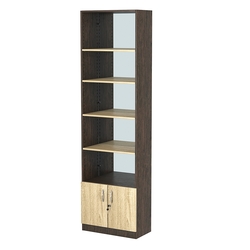 Стеллаж из ДСП с 4-мя полками 300x600 мм серии LEVEL-4 №5-2 (З/C - ЗЕРКАЛО), Дуб Венге + Дуб Сонома