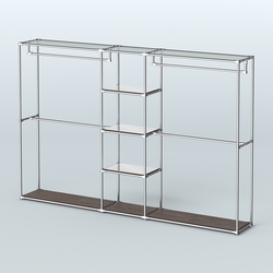 Торговая система ХРОМ без ДСП 3030 мм с зеркальными полками и поручнями №4, Дуб Венге