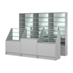 Комплект витрин с наклонными полками SL-6 №12-2 и прилавков ЭК-7, Серый