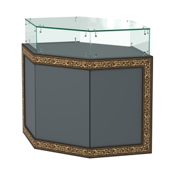 Стеклянный шестигранный прилавок с декором №СПБА-16, Темно-Серый