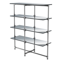 Хромированный стенд Прогресс №1-5 (с полками Зеркало 4мм), Антрацит