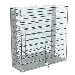 Витрина настенная НЕО №4-4 с зеркалом и девятью полками, Бетон Чикаго светло-серый F186 ST9