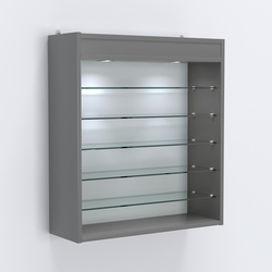 Витрина настенная №201-7Г открытая с пятью полками и верхним светом, Темно-Серый