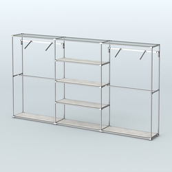 Торговая система ХРОМ без ДСП 3600 мм с полками ДСП и поручнями №10, Метрополитан Грей