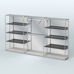 Торговая система ХРОМ (задняя стенка - зеркало) 3600 мм с тонированными полками и поручнями №9, Метрополитан Грей