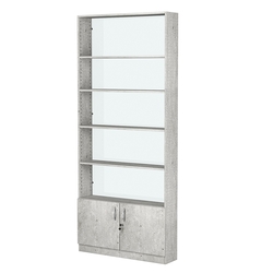 Стеллаж из ДСП с 4-мя полками 200x900 мм серии LEVEL-4 №10-1 (З/C - СТЕКЛО), Метрополитан Грей