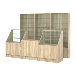 Комплект витрин с регулировочными полками NE-6 №12 и прилавков ЭК-7, Дуб сонома
