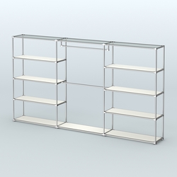 Торговая система ХРОМ без ДСП 3600 мм с полками ДСП и поручнями №1, Белый