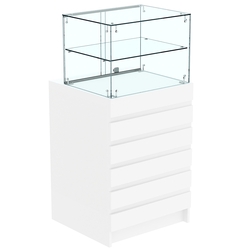 Торговый прилавок со стеклянной надставкой и фасадными панелями №5Э-01, Белый