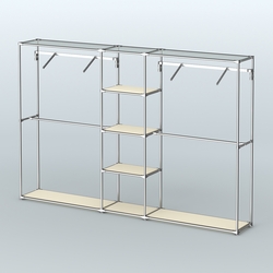 Торговая система ХРОМ без ДСП 3030 мм с полками ДСП и поручнями №12, Крем Вайс