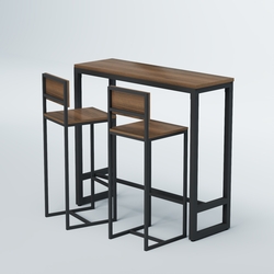 Комплект барный стол "Кофе-брейк" №8 и стулья, Орех