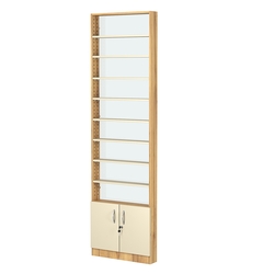 Стеллаж из ДСП с 8-ю полками 100x600 мм серии LEVEL-8 №1-1 (З/C - СТЕКЛО), Дуб Золотистый и Крем Вайс