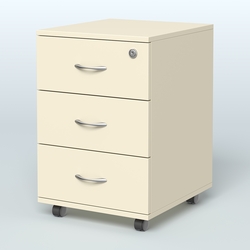 Тумба мобильная с 3 ящиками и замком Индиго Вуд, цвет дуб светлый + белый, Крем Вайс