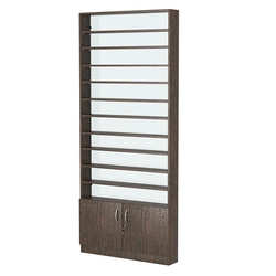 Стеллаж из ДСП с 10-ю полками 150x900 мм серии LEVEL-10 №9-1 (З/C - СТЕКЛО), Дуб Венге