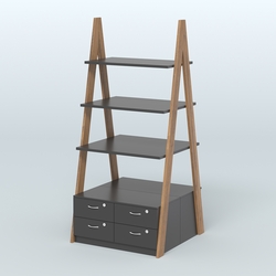 Торговая двусторонняя стойка ЛОФТ №4-950 с узкими выдвижными ящиками, Орех + Черный