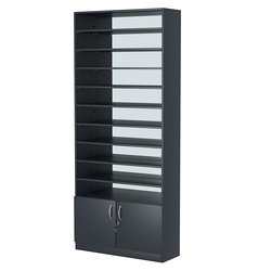 Стеллаж из ДСП с 10-ю полками 300x900 мм серии LEVEL-10 №12-2 (З/C - ЗЕРКАЛО), Антрацит