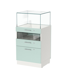 Прилавок ювелирный "Диаманд" №2-600, ЛДСП белый + МДФ мята