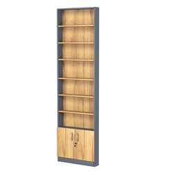 Стеллаж из ДСП с 6-ю полками 100x600 мм серии LEVEL-6 №1 (З/C - ДВП), Темно-серый и Дуб Золотистый