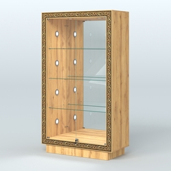 Низкая выставочная витрина с декором НБА-7С, Дуб Золотистый