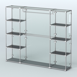 Торговая система ХРОМ (задняя стенка - стекло) 2430 мм с тонированными полками и поручнями №3, Темно-Серый