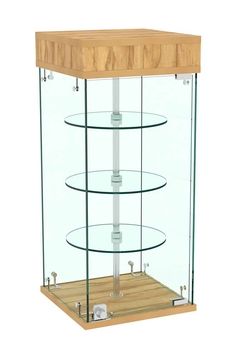 Витрина РОТАЦИЯ настольная с вращающимися полками №21-3 (прозрачная), Дуб Золотистый