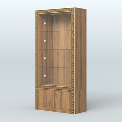 Витрина с декором и тумбой №ВБА-1С, Орех