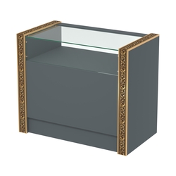 Недорогой прилавок с большим накопителем и декоративными молдингами №ПДМ-2-900, Темно-Серый