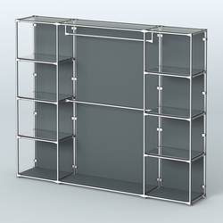 Торговая система ХРОМ (задняя стенка - ДСП) 3600 мм с зеркальными полками и поручнями №3, Темно-Серый