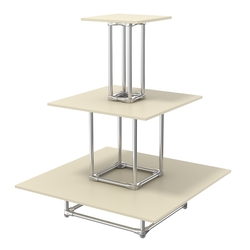 Торговый хромированный остров ПИРАМИДА №1 (полки ДСП 16мм), Крем Вайс