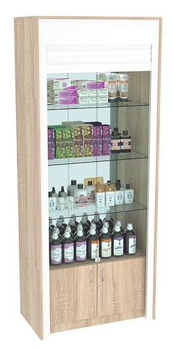 Торговая витрина с рольставнями ЭК-300-3, Дуб сонома