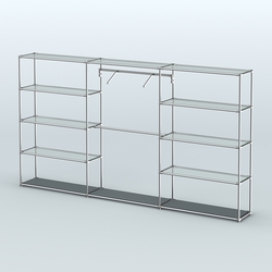 Торговая система ХРОМ без ДСП 3600 мм с прозрачными полками и поручнями №9, Темно-Серый