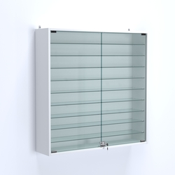 Витрина настенная №204-5А с девятью прозрачными полками, Белый