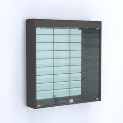 Витрина настенная №204-8А зеркальная с верхним светом и девятью полками, Черный