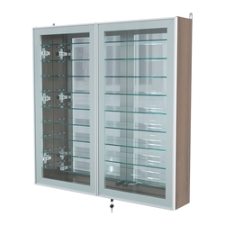 Витрина настенная №4-6А зеркальная с девятью полками серии Collecto, Орех