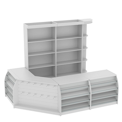 Комплект кассовой зоны с открытыми стеллажами средний №2, Серый