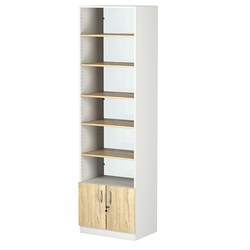 Стеллаж из ДСП с 5-ю полками 400x600 мм серии LEVEL-5 №7-1 (З/C - СТЕКЛО), Белый + Дуб Сонома