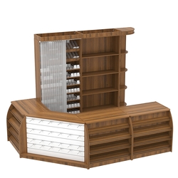 Комплект кассовой зоны со стеллажом под сигареты средний №2, Орех