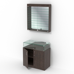 Комбинированный прилавок-витрина с зеркальными стенками КПВ-14-08, Дуб Венге