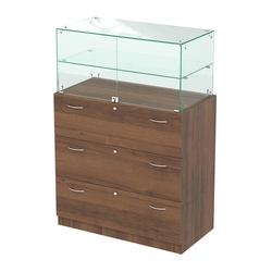 Прилавок с распашными дверками в стеклянной части Селена-101, Орех