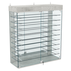 Витрина настенная НЕО №4А-4 с девятью полками и зеркалом, Метрополитан Грей