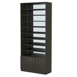 Стеллаж из ДСП с 8-ю полками 350x900 мм серии LEVEL-8 №13-2 (З/C - ЗЕРКАЛО), Черный