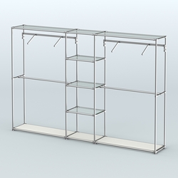 Торговая система ХРОМ без ДСП 3030 мм с прозрачными полками и поручнями №12, Белый