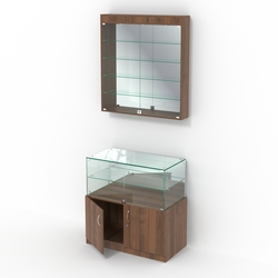 Комбинированный прилавок-витрина с зеркалами КПВ-01-04, Орех