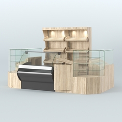 Пристенный небольшой павильон для торговли хлебом и выпечкой №1, Дуб сонома