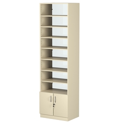 Стеллаж из ДСП с 7-ю полками 400x600 мм серии LEVEL-7 №7-1 (З/C - СТЕКЛО), Крем Вайс