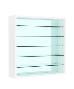 Витрина настенная №1-6Г открытая зеркальная с пятью полками из стекла, Белый
